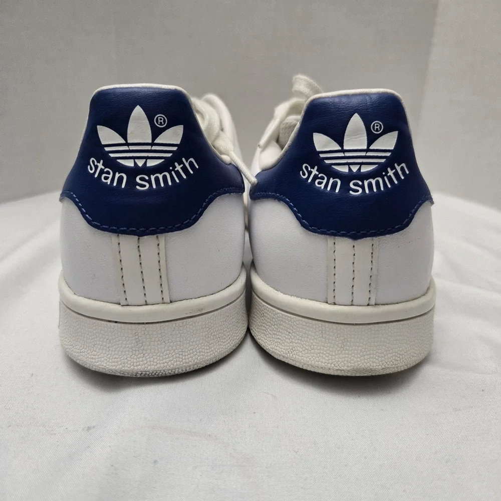 Adidas Mens 6 Leather Stan Smith Athletic Low Sneakers S74778 White Blue Lace Up